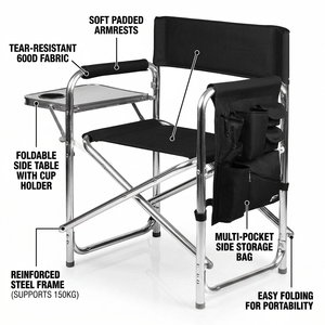 <span class=keywords><strong>Silla</strong></span> plegable de aluminio plegable con reposacabezas para artista, asiento portátil para director, con bolsa de transporte - Product Image 6