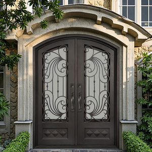 FD-578 Entry <strong>Door</strong> Better Than Wooden Iron Glass Finished Steel Outdoor <strong>Rustic</strong> Design Swing Open Style with Lock Hardware - Product Image 6