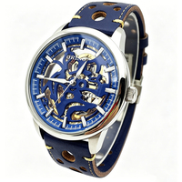 Montre de luxe pour homme, automatique, mécanique, sportive, résistante à l'eau, cadran squelette, aiguilles lumineuses, boîtier en acier inoxydable, authentique