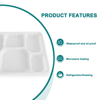 Plateau écologique à 6 compartiments, emballage en plastique MFPP biodégradable, assiettes en amidon de maïs, assiettes jetables, plats carrés