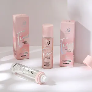 Spray de fixação rosa de marca própria personalizado, spray vegano de controle de óleo de longa duração para maquiagem e acabamento, spray fosco e brilhante