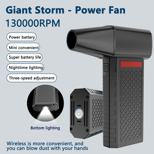 Handheld Turbo Air Duster Battery Powered Plastic Electric Blower 130000RPM Portable Dust Cleaner for Household Cleaning