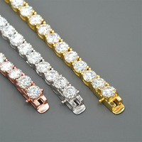 Bracelet chaîne tennis hip-hop en argent sterling 925 simple rangée 2-5mm Moissanite bijoux fins pour femmes