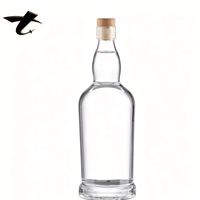 Bouteilles de vin en verre super clair 500ml/700ml/750ml avec bouchon en liège, forme ronde, emballage estampé or