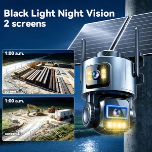 Caméra de sécurité solaire extérieure à vision nocturne couleur lumière noire, double objectif, enregistrement 24H, détection de mouvement, Cloud PTZ sans fil 4G - Product Image 2