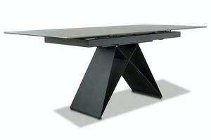 โต๊ะรับประทานอาหารเซรามิกสีดำโลหะ X กรอบฐานนิยายสีเทาเอฟเฟกต์แบบ Ultra-Modern - Product Image 2