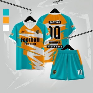 Kaos Sepak Bola Lengan Pendek 100% Poliester dengan Cetak Transfer Panas, Jersey Sepak Bola Kustom yang Bernapas, Set Seragam Tim Sekolah - Product Image 1