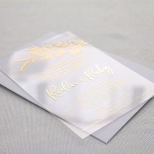 Moderne Luxus Blattgold Schrift Kalligraphie Hochzeits einladungen Klar Acryl Rsvp Karten Botanical Pergament Wrap Animal Paper - Product Image 5