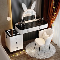 2025 nouvelle coiffeuse rose de luxe léger tiroirs de rangement intelligents Table de maquillage intégrée haut de gamme moderne Simple pour les filles en bois