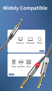 3.5mm đến kép 6.35mm mạ vàng Cáp âm thanh stereo <span class=keywords><strong>Adapter</strong></span> Nam đến Nam 6.35mm tương thích Loa micro - Product Image 5