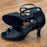 LUOQIAO S035 Chaussures de danse latine/salsa/bachata professionnelles pour femmes adultes, satin noir, semelle souple pour la performance