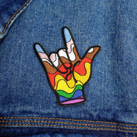 Je t'aime en ASL, patch brodé à appliquer au fer, patchs brodés arc-en-ciel, applique pour vêtements tendance, patch brodé geste