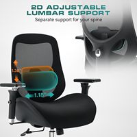 Chaise de bureau ergonomique en maille VANBOW, grande taille, pour personnes corpulentes, avec coussin d'assise large et épais.