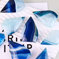 Fengshui naturel poli bleu Agate géode flamme cristal guérison Quartz bleu Sardonyx ornement pour la décoration de la maison