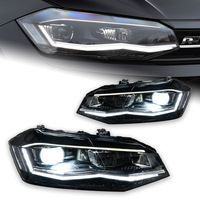 XUNBAI Faro Delantero LED Proyector DRL Azul para VW Polo Mk6 2019-2024 con Señal de Giro Secuencial, Plug & Play, 12V 25W, Automático