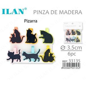 Ilan Mollette in Legno con Lavagna 3.5cm 6pz a Forma di Gatto per Lavagna - Product Image 3