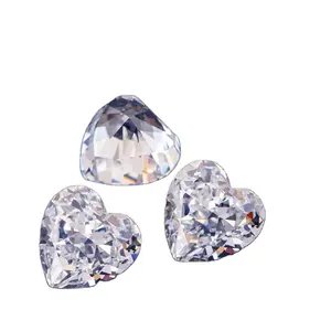 Wuzhou Supplier Low Rate Machine Cut Zircon Stone Synthetic Heart Shape Cubic Zirconia Price For Silver Ring