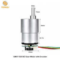 Moteur à engrenages à denture droite Tengli GM37-520 DC 37 mm avec arbre en D de 6 mm, option encodeur Hall 3-1024 PPR pour équipement d'emballage