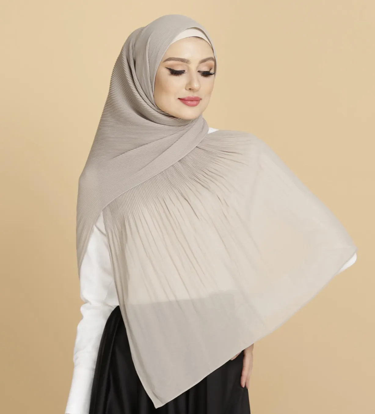 Chales de gasa plisados personalizados para mujer, hijab musulmán arrugado, bufanda de Malasia