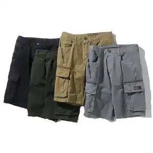 Nuovo stile Utility Cargo Shorts da uomo mezzo pantalone pantaloncini da uomo Casual intrecciati da spiaggia 3D con tasca in cotone personalizzato 2 pezzi RTS