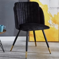 Chaises de salle à manger portables en velours noir, style nordique moderne et luxueux, pour appartements et caves à vin