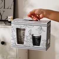 Boîte cadeau, tasse à café en céramique pour couple, imprimée de fleurs, sans poignée, avec couvercle en silicone