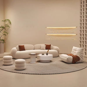 Canapé en arc de vent en crème italienne, combinaison moderne pour salon, salon de beauté, hôtel, club senior, réception, négociation - Product Image 2