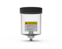 Bouchon à vis nervuré transparent avec étiquette de précaution pour gobelet d'huileur à liquide pour système de lubrification MQL