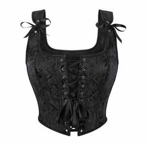 Top Corsé Victoriano Blanco Vintage <span class=keywords><strong>de</strong></span> Jacquard para <span class=keywords><strong>Mujer</strong></span>, con Cordones Delanteros, Estilo Punk Gótico, Lencería Sexy, Faja Moldeadora - Product Image 3