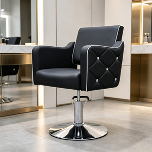<span class=keywords><strong>Chaise</strong></span> de coiffure professionnelle noire à <span class=keywords><strong>strass</strong></span>, pivotante hydraulique, design capitonné pour salon de beauté - Product Image 4