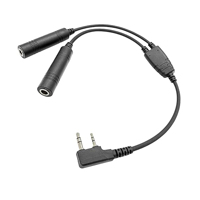 Talkie-walkie Radio 2 broches K Port Microphone adaptateur de câble de casque pour hélicoptères d'aviation
