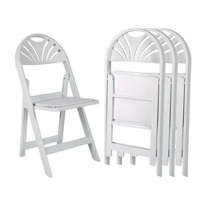 Cadeira dobrável para casamento, cadeiras dobráveis de plástico para jardim em resina branca