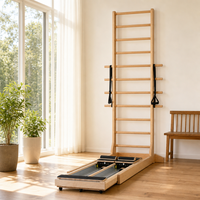 Barres murales de Pilates en bois durable avec sangles réglables, en bois d'érable et cuir, équipement de gym à domicile pour Pilates/Yoga (garantie 3 ans)