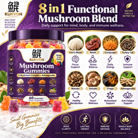 OEM Private Label KUNYON Paddenstoelen Gummies 8 Paddenstoelen Complex Ashwagandha Gemengd Fruit 60 Gummies Volwassenen Wellness