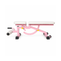 Banc de musculation réglable FitFirst rose, multi-positions, inclinable, avec extension pour les jambes et curl