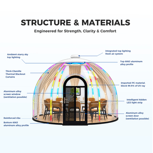 Dôme <span class=keywords><strong>bulle</strong></span> transparent pour événements de jardin et glamping, au design européen, idéal pour les hôtels et les réceptions en plein air - Product Image 5