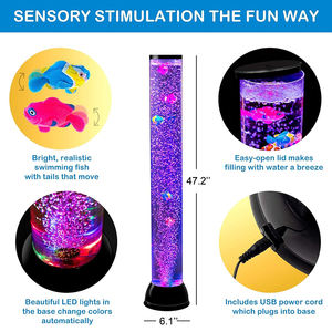 Vente d'usine Lampe LED pour <span class=keywords><strong>aquarium</strong></span> de 3,94 pieds Lampes de sol Tube à bulles pour poissons Lumière nocturne avec 7 effets lumineux et télécommande - Product Image 5