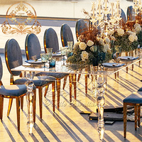 Royal Decor Design Klarer Kristall Rechteckiger Moderner Esstisch Gehärtete Glasplatte Acrylbeine für Hochzeiten Wohnmöbel