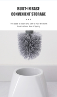 Brosse de toilette moderne et simple à long manche en acier inoxydable, réutilisable en PP, blanche et écologique, pour nettoyage en profondeur, vente en gros
