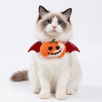 Pendentif Halloween Citrouille Chauve-souris pour Animaux de Compagnie, Accessoire de Collier pour Chat et Chien, Bavette en Tissu Dessin Animé pour Déguisement de Fête