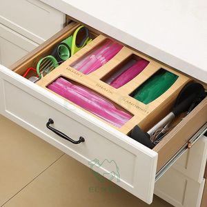 Organisateur de rangement extensible en bambou ECO GO avec coupe-sac intégré – Distributeur de sacs ziplock premium pour tiroir de cuisine, idéal pour le stockage alimentaire - Product Image 6