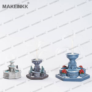 <span class=keywords><strong>Fuente</strong></span> de Resina en Miniatura con Luces de Fibra Óptica, Accesorio para Pueblo Navideño y Decoración de Mesa - Product Image 3