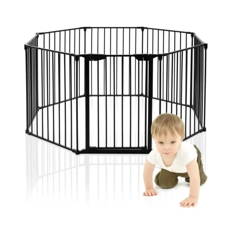 2023 Hot Sale Kids Game Fence Play Guard Fence Indoor Playground Metal Fireplace Screen Fence Baby Safety Gate Kids' Playpens