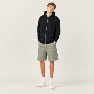 Sweat-shirt à capuche zippé noir pour homme, en coton épais, respirant, coupe classique, streetwear d'hiver - Product Image 2