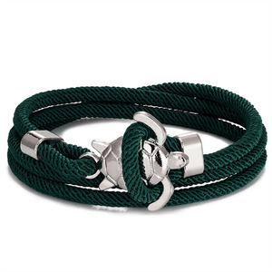 Anchor Wrap <b>Bracelets</b> Hemp <b>Rope</b> Silver Plated Unisex Casual Sporty Gift <b>Bracelets</b> in Black Gray Brown Red Blue Navy - Product Image 4