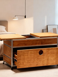 Mobile Portatile <span class=keywords><strong>per</strong></span> Camera da Letto - Moderno e Semplice con Ruote, Profilo in Alluminio, Pannello Marino, 2 Cassetti/Scomparti, <span class=keywords><strong>Arredamento</strong></span> <span class=keywords><strong>per</strong></span> la <span class=keywords><strong>Casa</strong></span> - Product Image 1