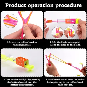 Детская светодиодная подсветка, резиновая катапульта, летающие стрелки, стрелки, ракета, ручной запуск, спаркер, стрекоза, бамбуковый вертолет со свистком - Product Image 4