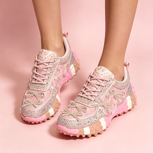 Zapatillas <span class=keywords><strong>Deportivas</strong></span> de Plataforma con Lazo y Pedrería para <span class=keywords><strong>Mujer</strong></span>, Zapatos Casuales Brillantes para Caminar - Product Image 5
