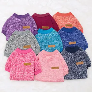 Sweater katun murni warna polos, pakaian sweater hewan peliharaan kualitas tinggi, baju anjing hangat lembut dan tebal, sweater musim dingin untuk anjing