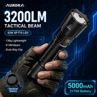 Lampe torche tactique T2 3200LM, lampe LED, faisceau de 613 m, rechargeable par USB C, lampe torche manuelle en aluminium